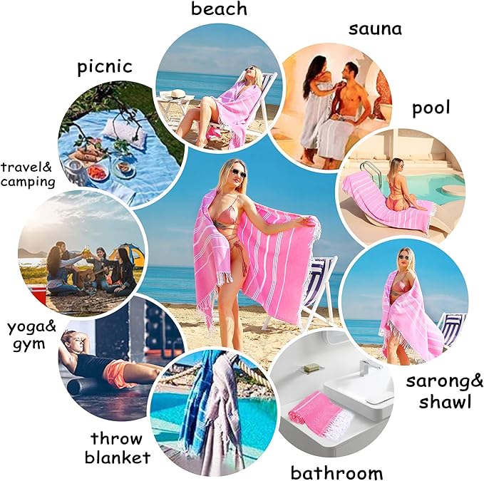 Beach Towel 2 Pack,Sand Free Beach Towels Oversized 39 x 72,Turkish Beach Towel Quick Dry Towel,Lightweight Pool Towels for Adults Travel Towel,Cool Beach Accessories Super Absorbent Towels