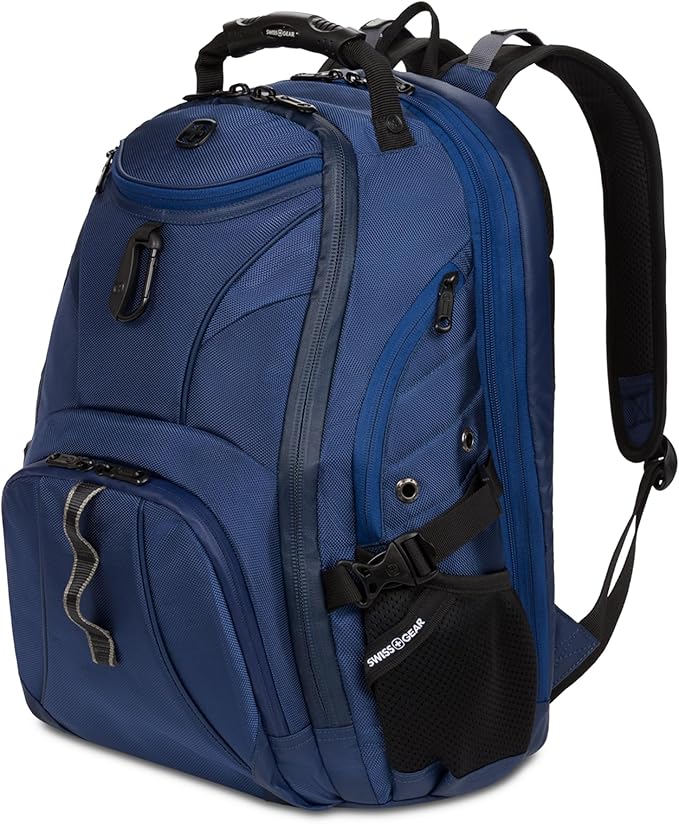 SWISSGEAR 1900 ScanSmart TSA Laptop Backpack Fits 17 Inch Laptop with RFID Protection and Tablet Pocket, Navy Ballistic, 19-Inch