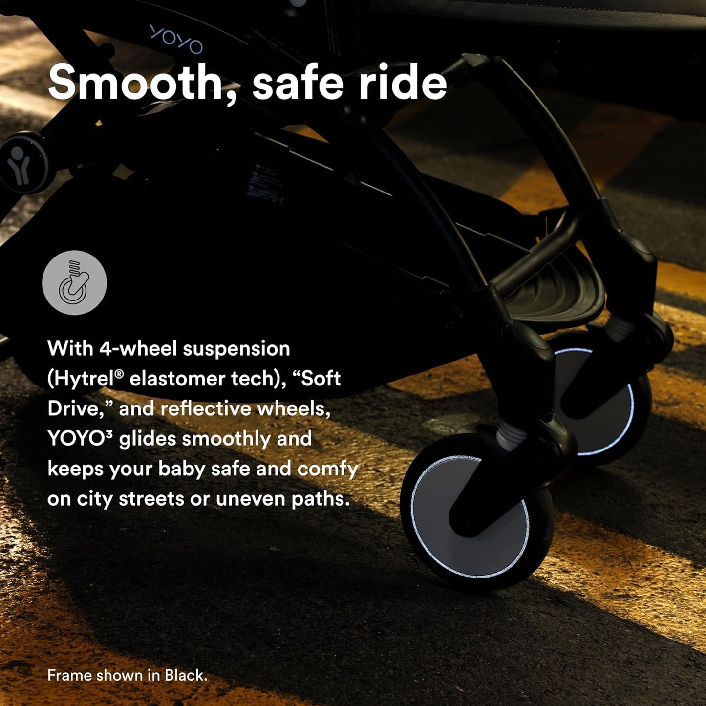 Stokke YOYO3 Stroller from 6 Months - Includes White Frame/Stone Seat Cushion + Canopy - Folds in & Out in a Flash - Light & Compact - Carry-On Compatible