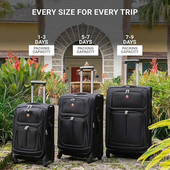 SWISSGEAR Sion Softside Expandable Spinner Luggage Durable Lightweight Travel Suitcase, Teal, Carry-On 21-Inch