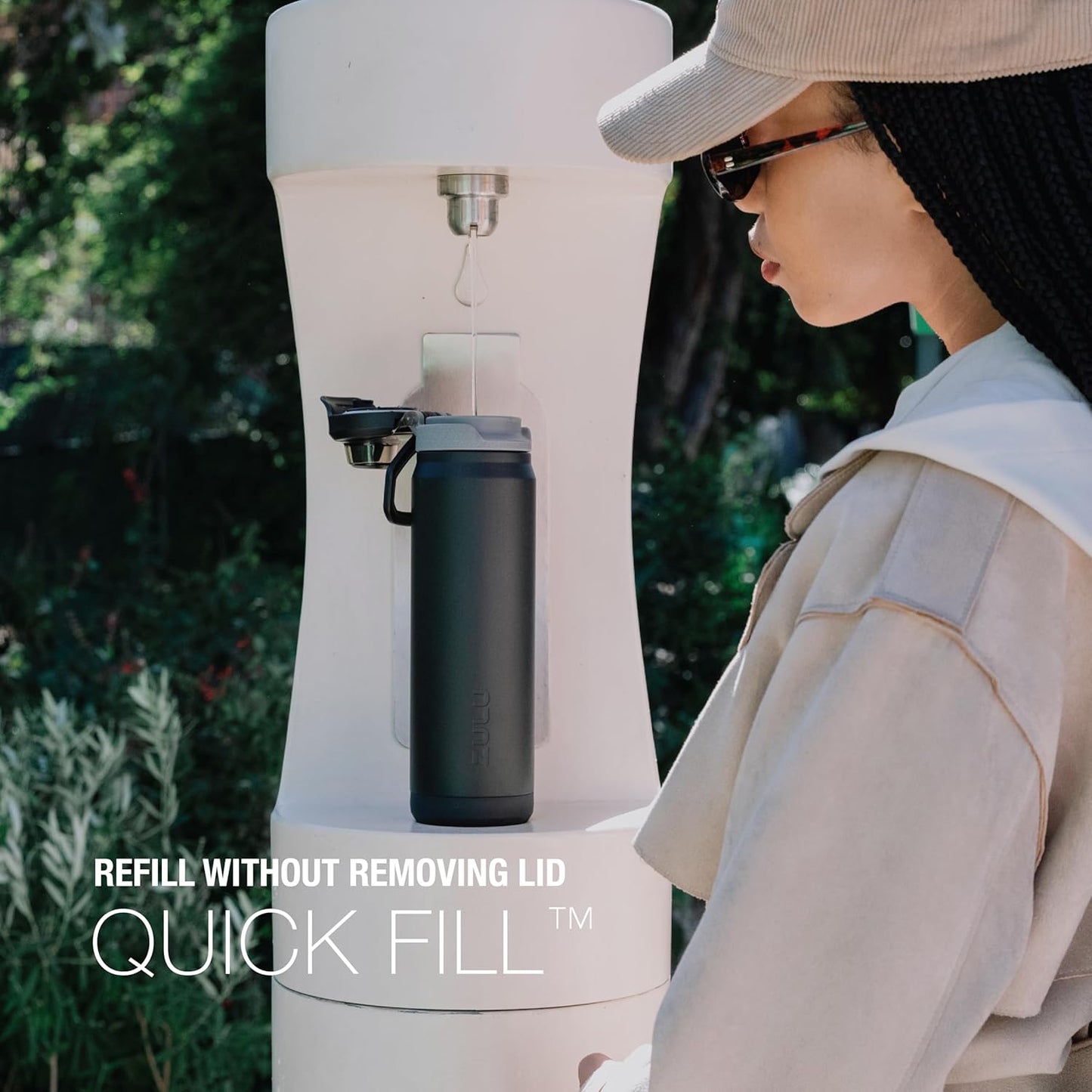 ZULU Powerfill Pro 24oz Stainless Steel Water Bottle with Quick Fill Lid, Triple Walled Vacuum Insulated Metal, Leak Proof Locking Lid, Sip and Chug, Reusable BPA Free, Amethyst