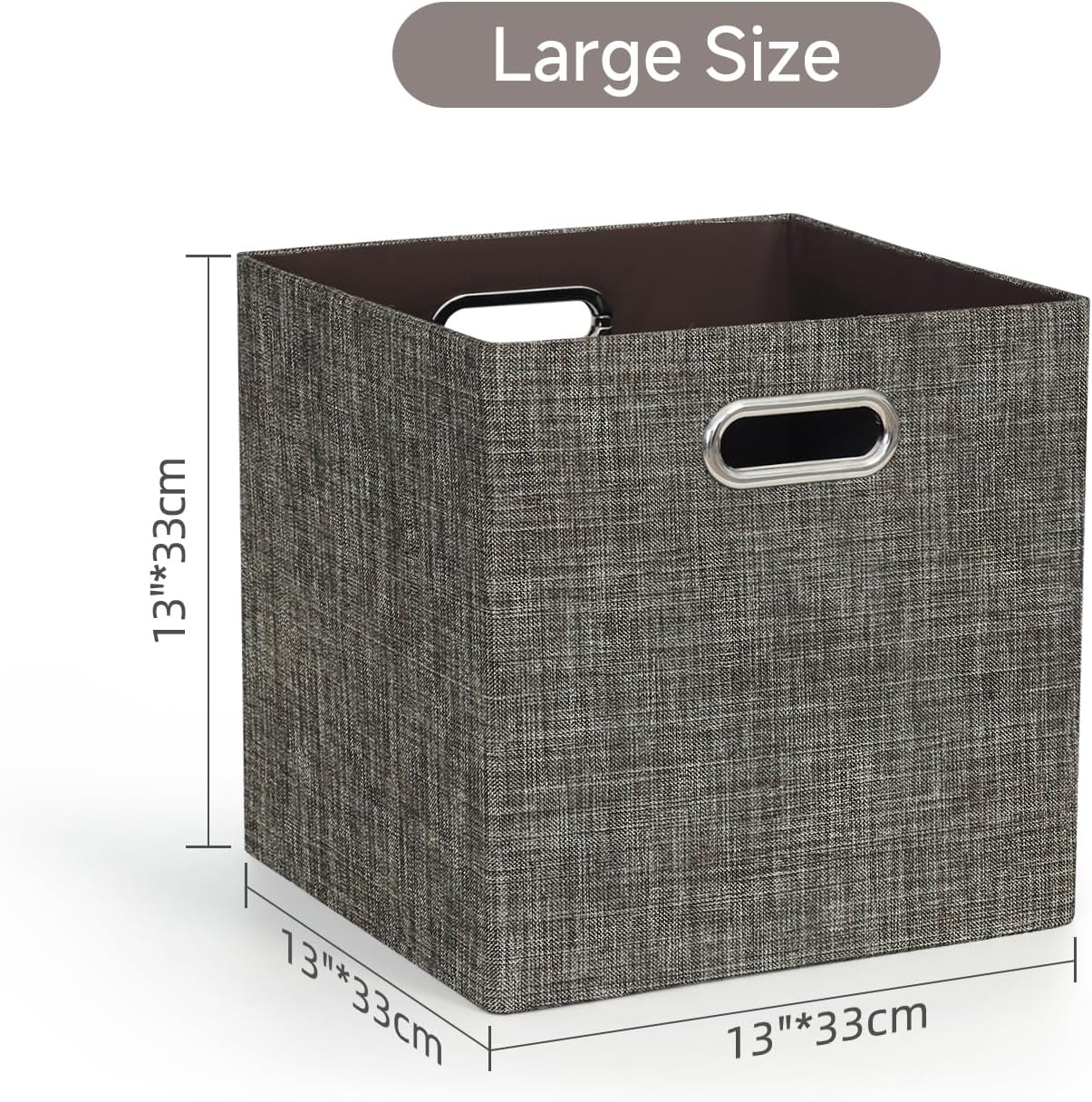 Posprica Storage Basket Bins,13×13 Foldable Storage Boxes Containers for Closet Organizer Shelf Cabinet Bookcase,Thick Fabric Drawer with Shimmer,4pcs,Brown