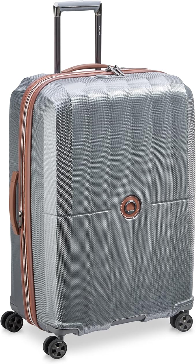 DELSEY PARIS Carrousel Hardside Expandable Luggage with Spinner Wheels, Graphite, Checked-Large 28 Inch