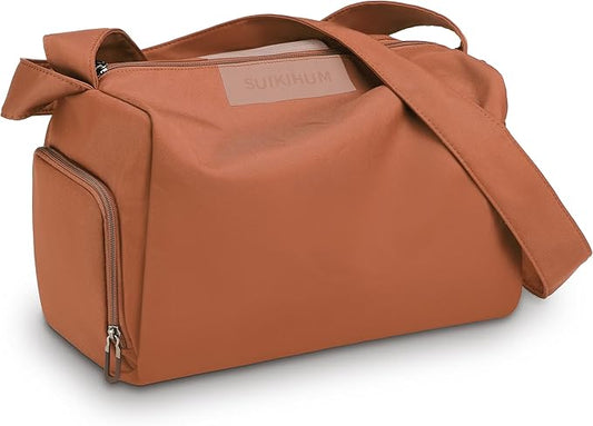 Women's Mini Gym Bag Crossbody, Everyday Sling Duffel with Shoe Compartment & Wet Pocket, Water-Resistant Travel Bag, Rust Orange