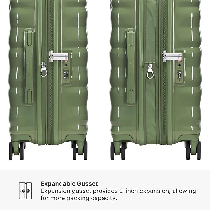 Traveler's Choice Edinburgh II Hardside Spinner Luggage, TSA Lock, Green, 25" Medium