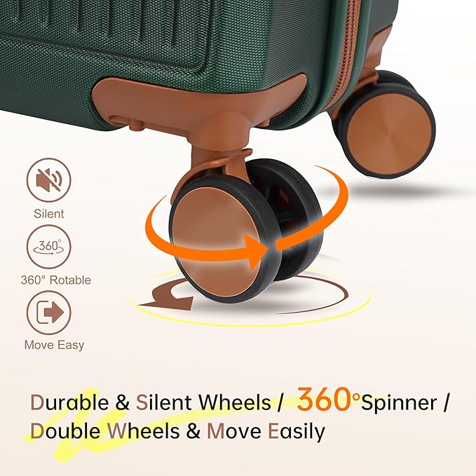 Carry on Luggage with Spinner Wheels, 22x14x9 Airline Approved Carry-on Suitcase, Small Hardside Luggage with TSA Lock,Hard Shell Suitcase,Hard Case for Travel (Green, 20-Inch)