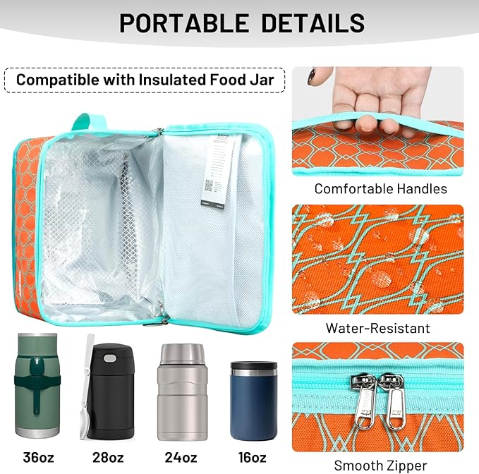 MIER Insulated Lunch Box for Men Women Kids Portable Small Lunch Bag 9 CAN Compact Thermal Mini Cooler for School Work Picnic, Orange