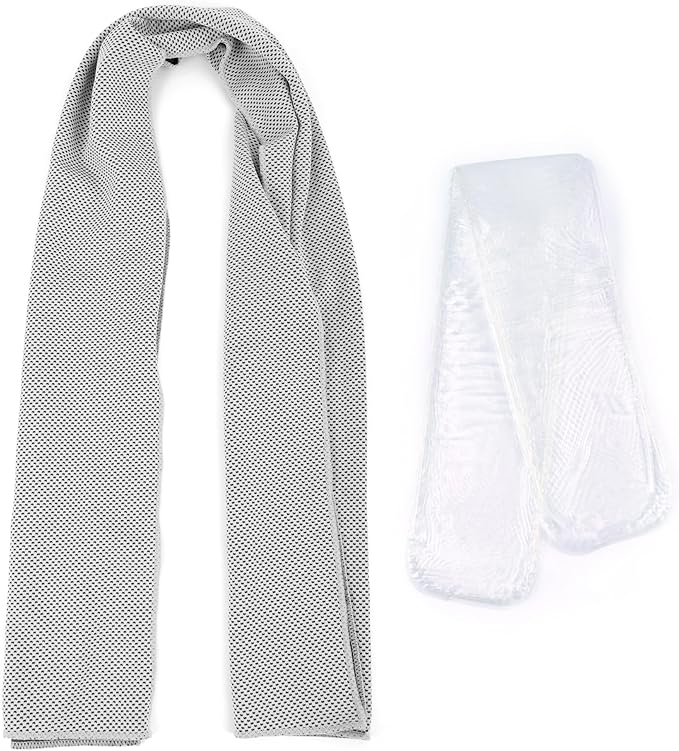 Dual-Action Cooling Neck Wraps, 37”x12” Cooling Towel + 220g Gel Sheet, Neck Coolers for Hot Weather, Ice Pack, Washable Gym Towel