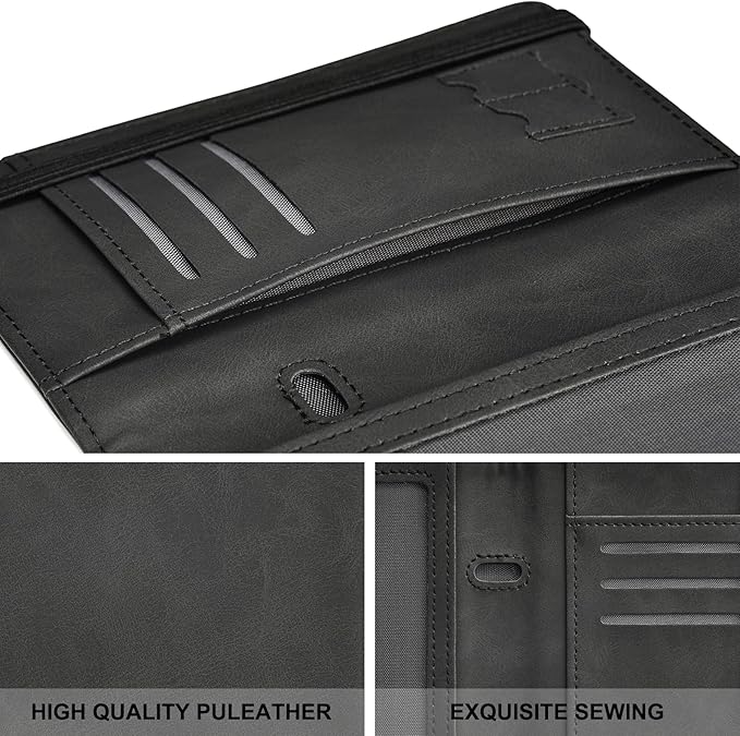 HerriaT Passport and Vaccine Card Holder Combo,Cover Case with CDC Vaccination Card Slot, Leather Travel Documents Organizer Protector, with RFID Blocking, for Women and Men