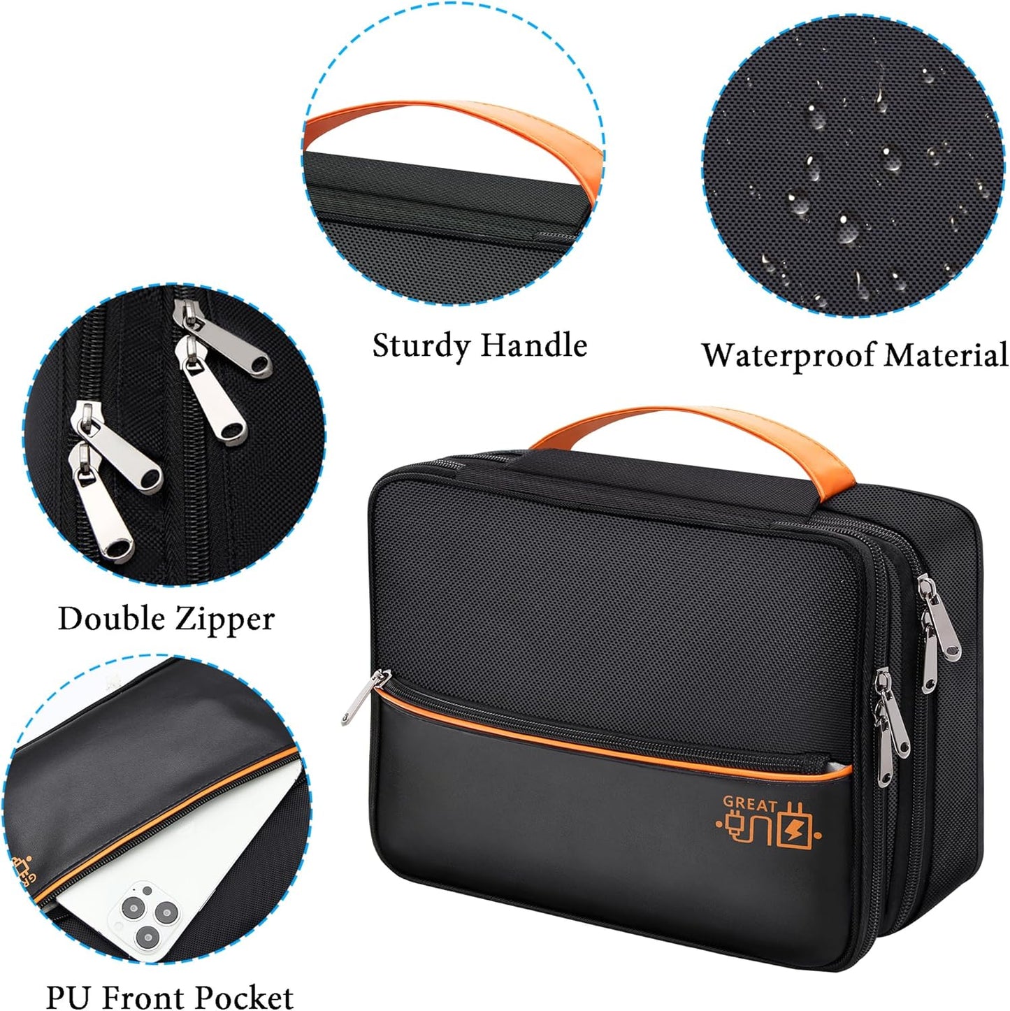 Electronic Organizer Travel Case, Travel Cord Organizer Case Portable Waterproof Cable Organizer Bag for Charger, Cord, USB, Power Bank, Earphone