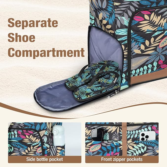 Beach Bag for Women - 35L Large Tote Bag, Waterproof & Sandproof, Zippered Carry On Bag for Pool, Beach & Travel