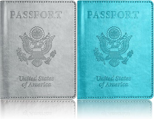 Eoehro Passport Holder for Travel Essentials-2Pack, Passport Wallet Cover Case for Travel Must Haves Accessories,Passport Book Holders for Women and Men