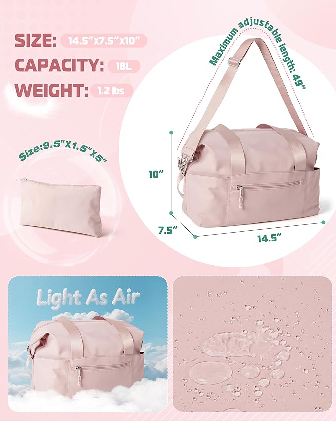 Smasrob Small Gym Bag with Yoga Mat Holder, Wet Pocket and a Separate Pouch, Small Gym Duffle Bag for Women with Detachable Crossbody Shoulder Strap