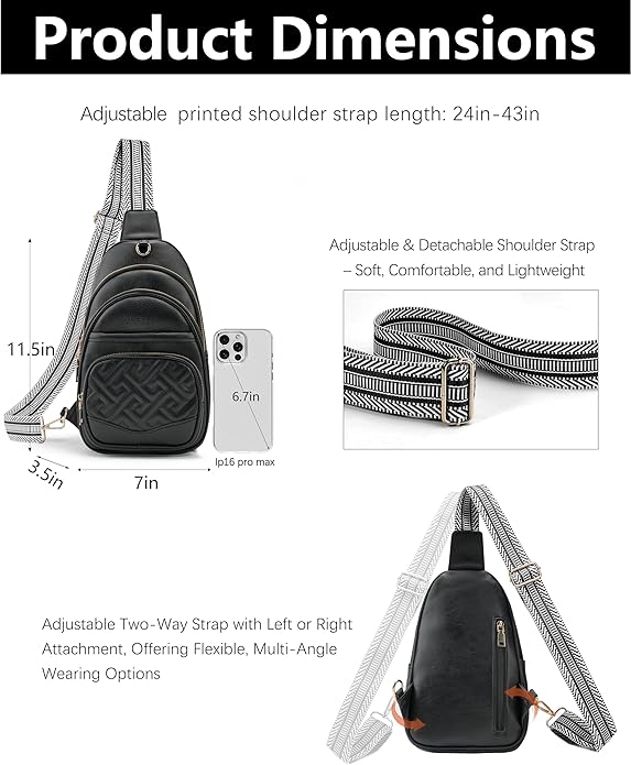 Anti Theft Crossbody Bags for Women, RFID Vegan Leather Sling Purse, Travel Chest Bag & Fanny Pack