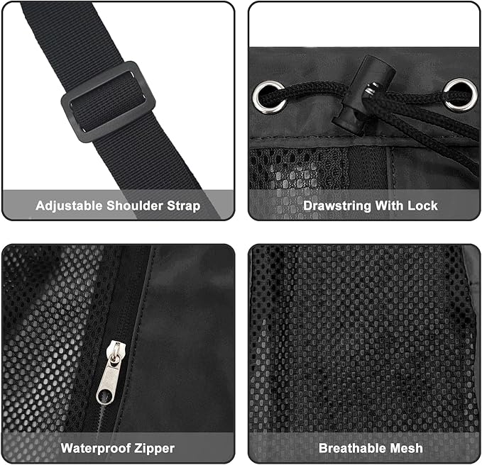 Mesh Beach Backpack with Wet Pocket Drawstring Pool Bag Waterproof Swimming Bag Gym Backpack for Men & Women
