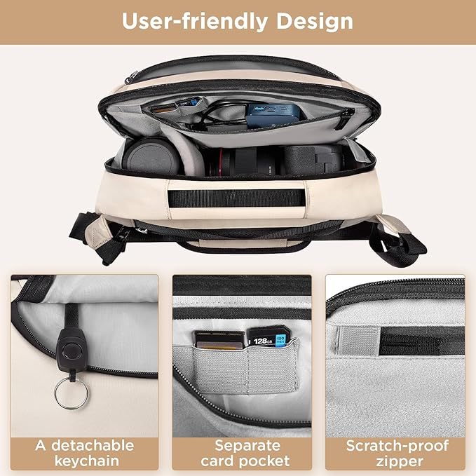 Camera Sling Bag,Waterproof Camera Case with Tripod Holder,Lightweight DSLR/SLR/Mirrorless Camera Bags Crossbody for photographers-Beige