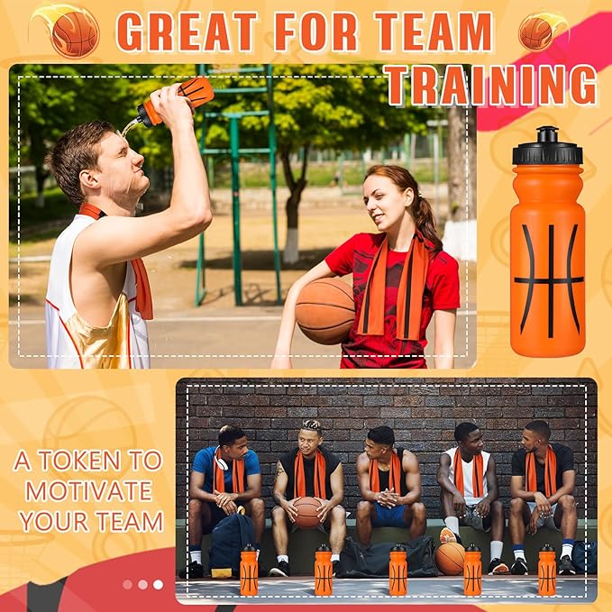 24 Pcs Sport Party Favors Include 12 Pcs 20 oz Plastic Soccer Football Basketball Water Bottles Bulk 12 Pcs 40"x12" Softball Baseball Cooling Towels for Soccer Sport Team Gift