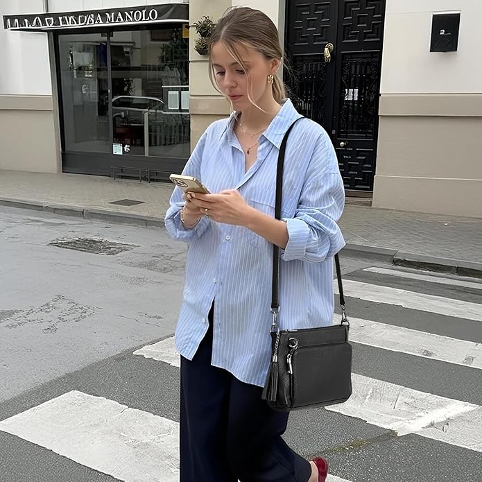 befen Anti Theft Genuine Leather Crossbody Bags for Women Handbags and Shoulder Basg with Built in Wallet RFID Leather Purse