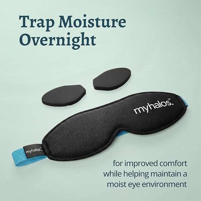 MyHalos® Moisture Chamber Glasses for Dry Eyes - Sleep Mask for Dry Eyes - Reusable & Soft - Hydrating Sleeping Mask & Moisture Goggles for Men and Women