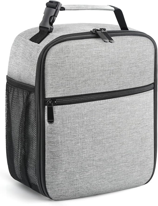 Lunch Bag for Men/Women, Reusable Lunchbox for Adult, Small Insulated Lunch box, Lunch Tote Bag for Office, Work, Picnic - Grey