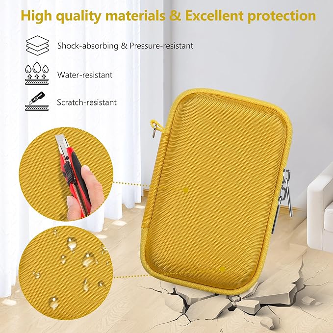 Hard Travel Case for Sony ZV-1F / ZV-1 / ZV-1 II Digital Camera, Storage Holder Travel Bag with Zipper Mesh Pocket for Battery Pack, Charging Cable, USB Card, Yellow