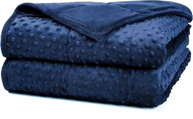 Alomidds Weighted Blanket, Luxury Velvet Weighted Blankets for Adults and Kids,Warm and Breathable Soft and Comfort Minky, Heavy Blanket with Premium Glass Beads (48"x72",12lbs Twin Size - Navy)