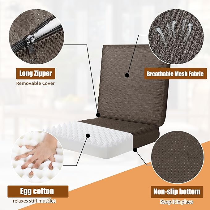 BALAPET Recliner Cushions for Long Sitting, Egg Crate Foam Recliner Cushion for Elderly Reduces Muscle Fatigue and Provides Air Flow, Extra Large Non-Slip Seat Cushion with Back Support(20*20*4in)