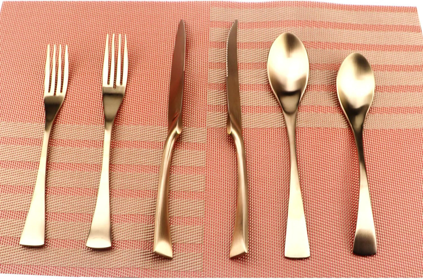6-Piece Flatware Set,Extra Thick Heavy Duty - 18/10 Stainless Steel Cutlery Sets,High Matte Finish Rose Gold Flatware Sets Service for 1,Multipurpose Use for Home,Kitchen Utensil Sets