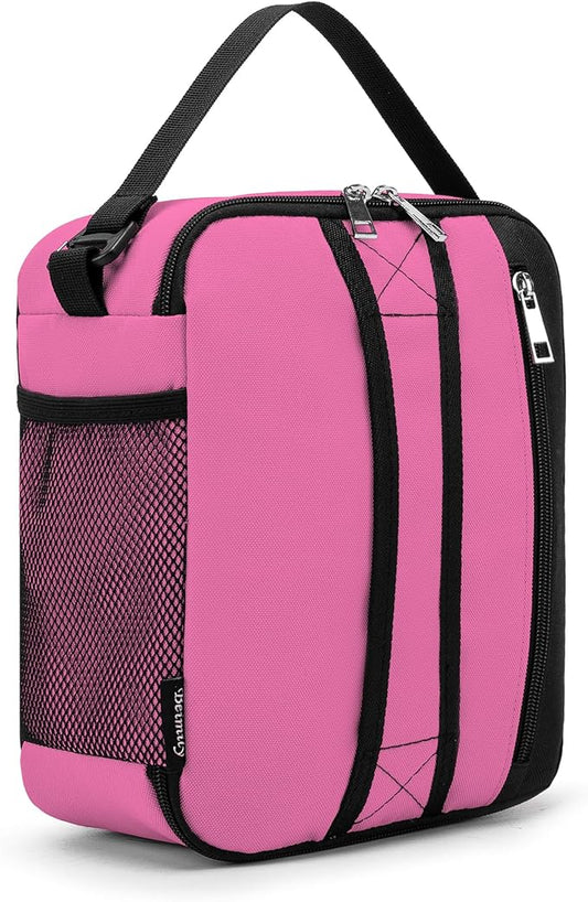 BEIMILY Lunch Box for Men Women Adults,Small Insulated Lunch Bag for Office Work Picnic,Reusable Portable Lunchbox,Soft Cooler Tote Bag(Pink)
