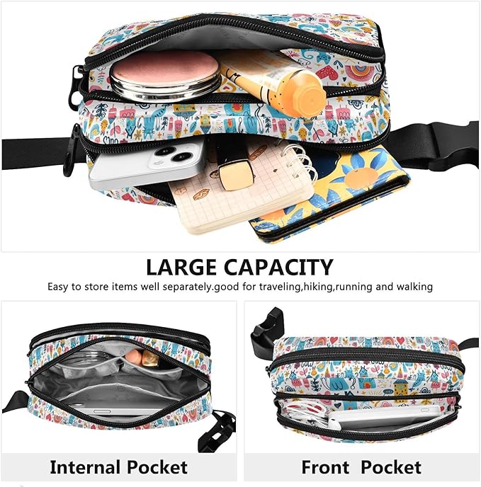 Cute Cat Fanny Pack for Women Men Water Resistant Fashion Waist Packs with Adjustable Strap Belt Bag for Travel Workout Jogging Hiking 21220177