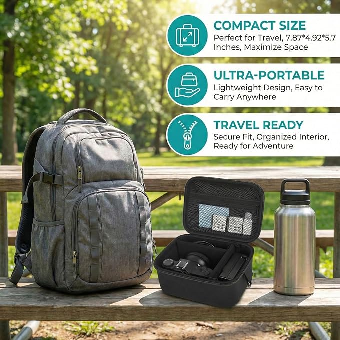 Large 4K Vlogging Camera Case for Duluvulu, for Lecnippy, for VJIANGER, for Zostuic, for ROQIOO & More -Shockproof Storage for Cameras & Accessories - Ideal for Travel & Outdoor - Jet Black