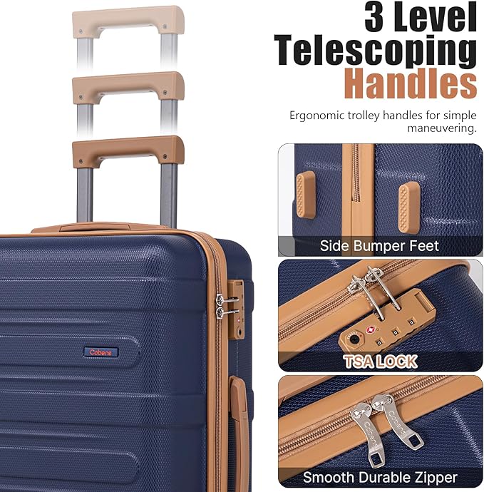 Luggage Sets 5 Piece Durable Suitcase Set with Spinner Wheels, Hard Shell Carry on Luggage with TSA Lock, Large Checked Travel Suitcases for Men and Women