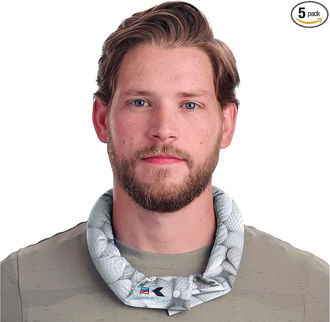 KOOLGATOR Evaporative Cooling Neck Wrap – Reusable Neck Cooler with Long Lasting Relief During Hot Weather Activities, Sports, & Outdoor Work, Golf Balls, 5 Pack