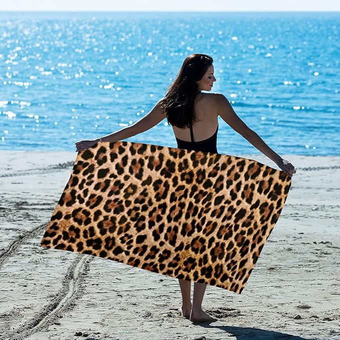 LIVILAN Oversized Leopard Beach Towel Cheetah Blanket for Women Girls, Thin Lightweight Microfiber Sand Free Quick Dry Towel, 30”X60” Pool Bath Yoga Shower Cheetah Gifts