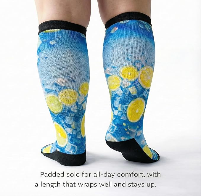 Extra Wide Diabetic Socks for Swollen Feet Men Women Non Binding Soft Stretch Colorful Design