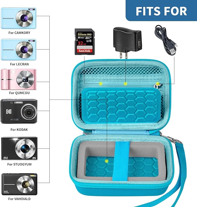 Comecase Carrying & Protective Case for Digital Camera, for CAMKORY/for Kodak Pixpro/for Canon PowerShot ELPH 180/190 / for Sony DSCW800 DSCW830 Cameras for Travel - Sky Blue