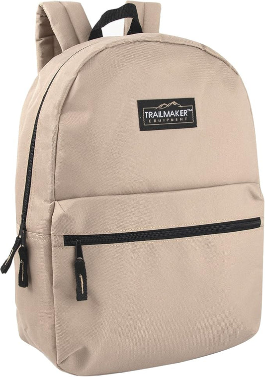 Trail maker Classic 17 inch Backpacks with Adjustable Padded Straps | School Backpacks for Girls, Boys (Khaki)