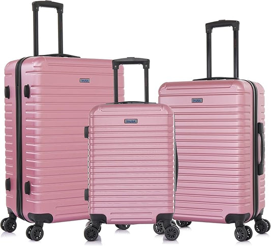 InUSA DEEP Luggage Set with Dual Spinner Wheels and Studs | Spacious Travel Suitcases with Ergonomic Handles | (20/24/28) 3 Piece Hardside Luggage Set | Rose Gold