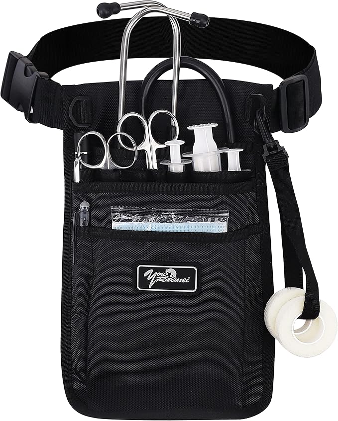 Nurse Fanny Pack for Work,Kit Practical Waist Bag for Nurses,Fanny Pack for Basics,Nurse Utility Belt Organizer Bag (Black)