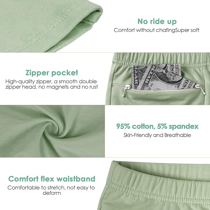 Women's Underwear with Secret Pocket Panties, 2 Packs Anti Pickpocket Travel Boxers (Mint Green)