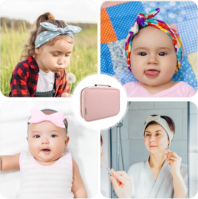 Micom Hair Accessories Storage Bag For Baby Girls, Hair Bow Organizer, Multifunctional Hair Accessories Storage Carrying Case for Display Hair Clips, Headbands, Scrunchies, Travelling Storage Bag