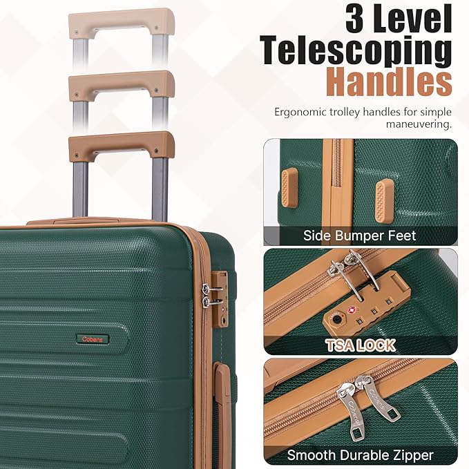 Luggage Sets 5 Piece Durable Suitcase Set with Spinner Wheels, Hard Shell Carry on Luggage with TSA Lock, Large Checked Travel Suitcases for Men and Women