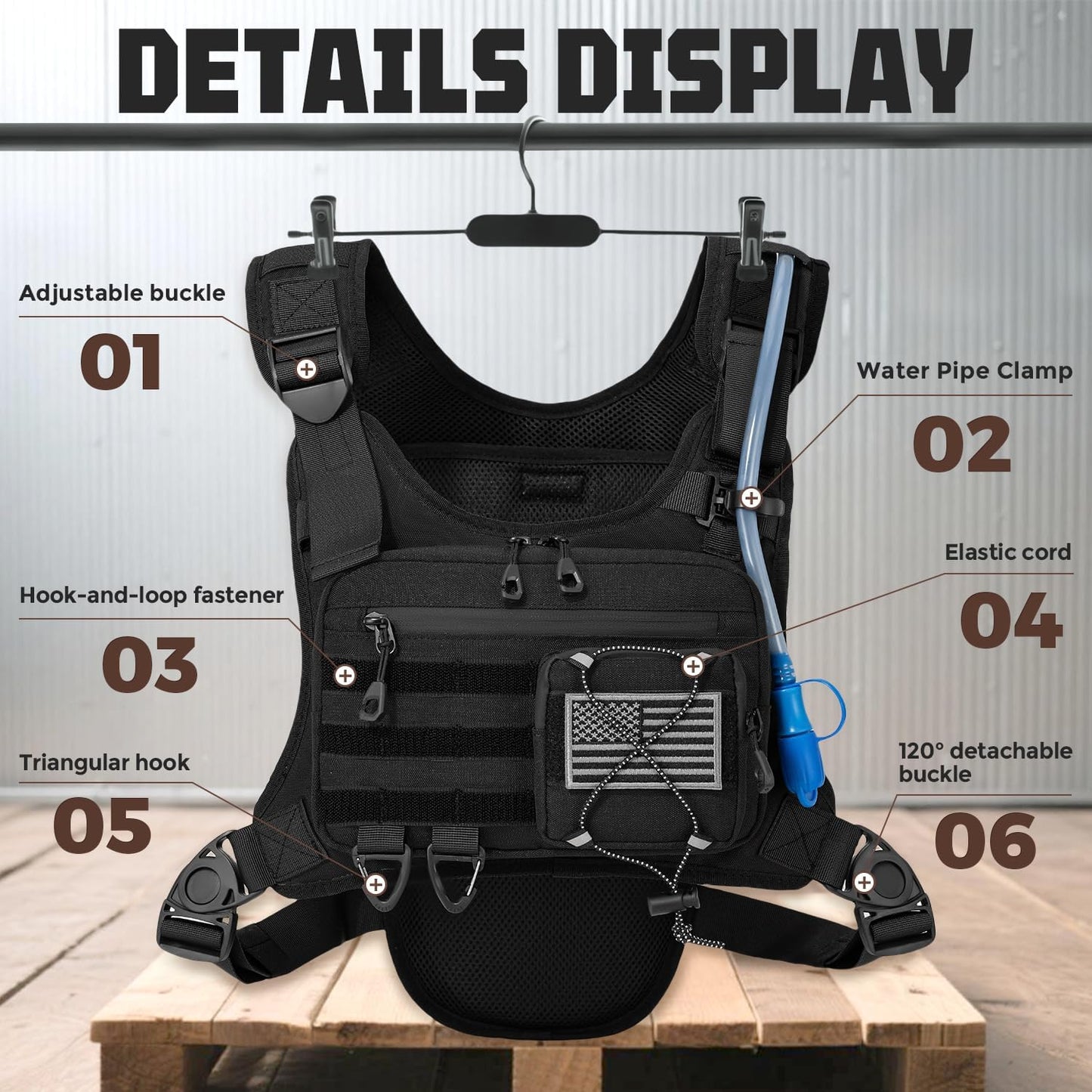 Hydration Vest（The design patent has been granted ）with 2L Water Bladder for Men and Women,Lightweight Adjustable Hydration Backpack,Reflective Running Hydration Chest Bag for Hiking Climbing Cycling
