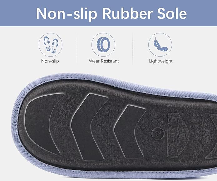 ONCAI Men's House Slippers Memory Foam Slip-On Warm Cozy Scuff Home Bedroom Shoes with Indoor/Outdoor Rubber Soles US Size 7-15