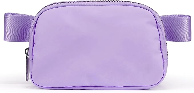 Cross Body Fanny Packs for Women Fashion Waist Bag Pouch Nylon Small Travel Crossbody Bags Mini Purse Everywhere Belt Bag Bum Bag Adjustable Strap for Workout Running Hiking Lavender Fog