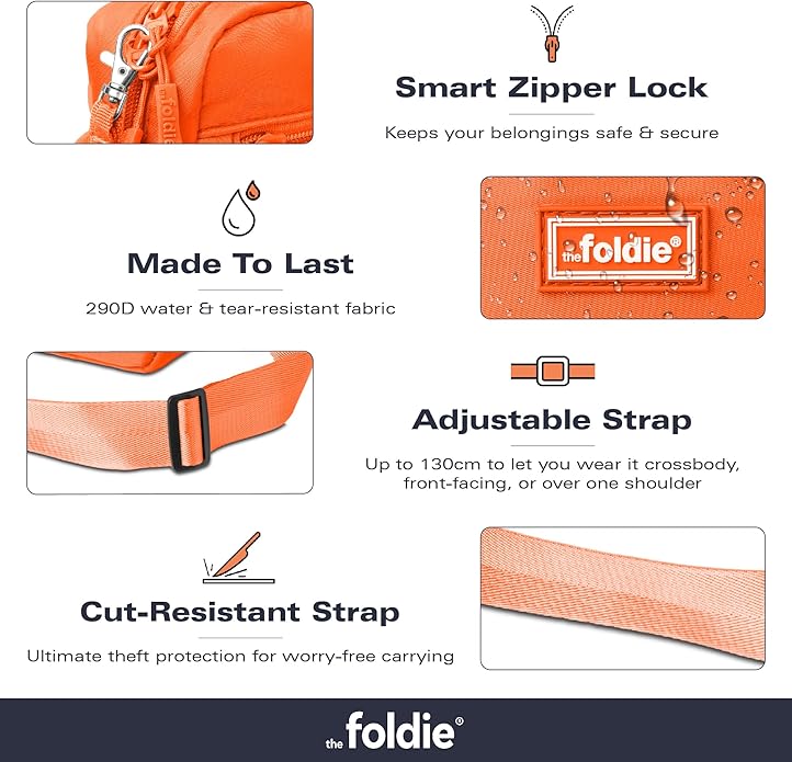 The Foldie Foldable Sling Bags for Women - Anti-theft Crossbody Bags with RFID Protection - Water Repellent Crossover Bag