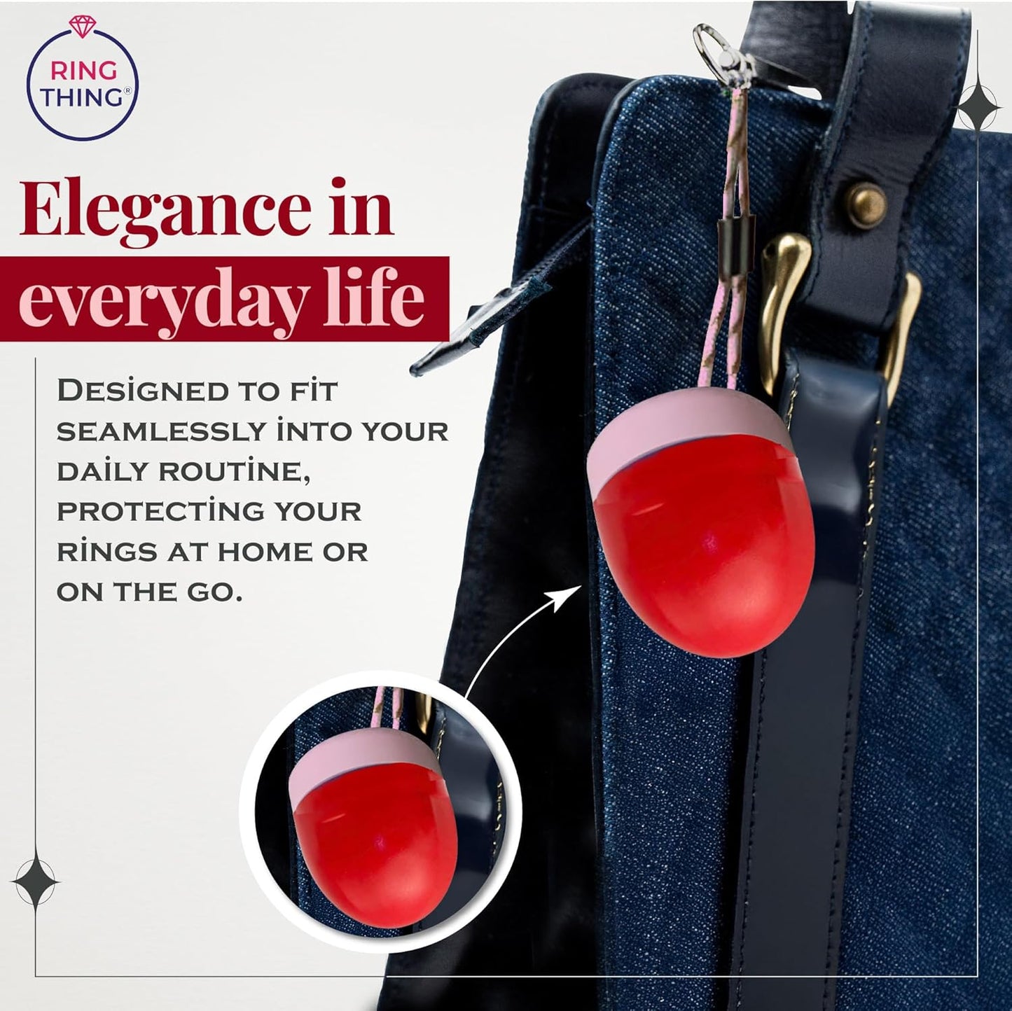 RING THING - Ring Holder Keychain, Jewelry Organizer and Storage, Portable Waterproof Ring Holder, Pill Box Keychain Container, Gym Accessory, and Travel Ring Case (Pink & Red)