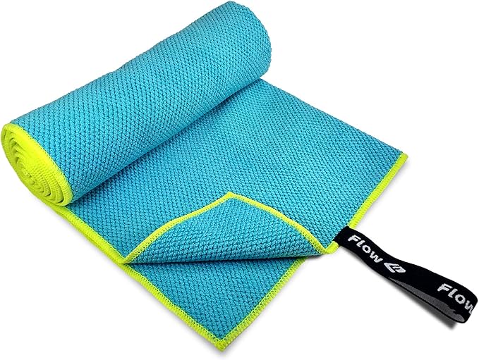 Flow Microfiber Quick Dry Swim Towel - Pool Towels for Competitive Swimming and Other Water Sports with Medium and Large Options Available (Blue, Large (60” x 30”))