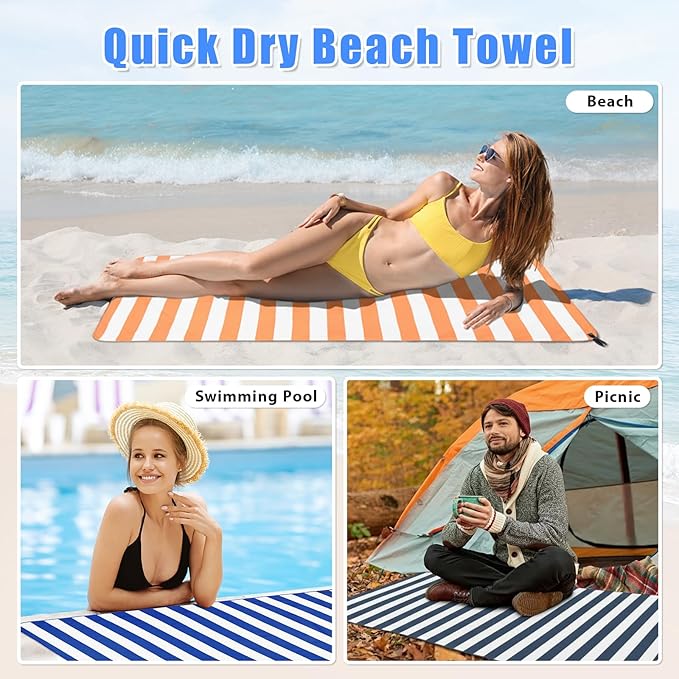 Sfee 2 in 1 Microfiber Beach Towel, Quick Dry Towel Camping Travel Towel Super Absorbent Compact Lightweight Sports Gym Towel Set for Beach, Gym, Hiking, Pool, Backpacking, Bath, Yoga