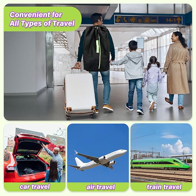 Saranna Car Seat Travel Bag for Airplane: Car Seat Bags for Air Travel Fit All Car Seats, Infant Carriers & Booster Seats,Large Car Seat Bags for Air Travel with Shoulder Straps and 2pcs Luggage Tags